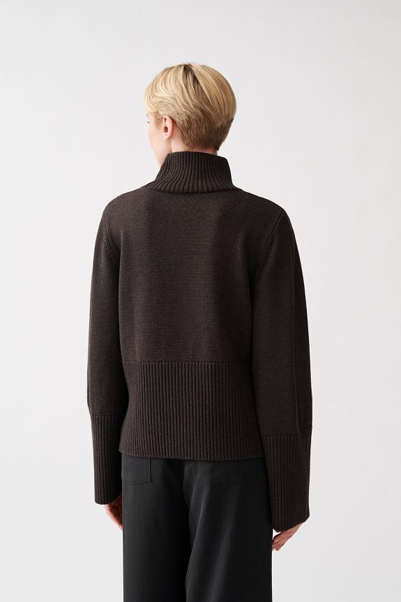 Julie Josephine High Neck Wool Sweater Brown