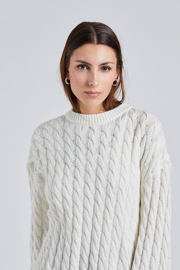 Julie Josephine Cable Knit Sweater White-3