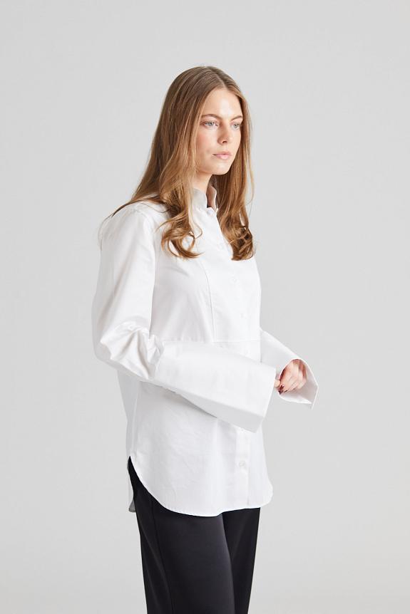 Julie Josephine High Cuff Tuxedo Shirt White 