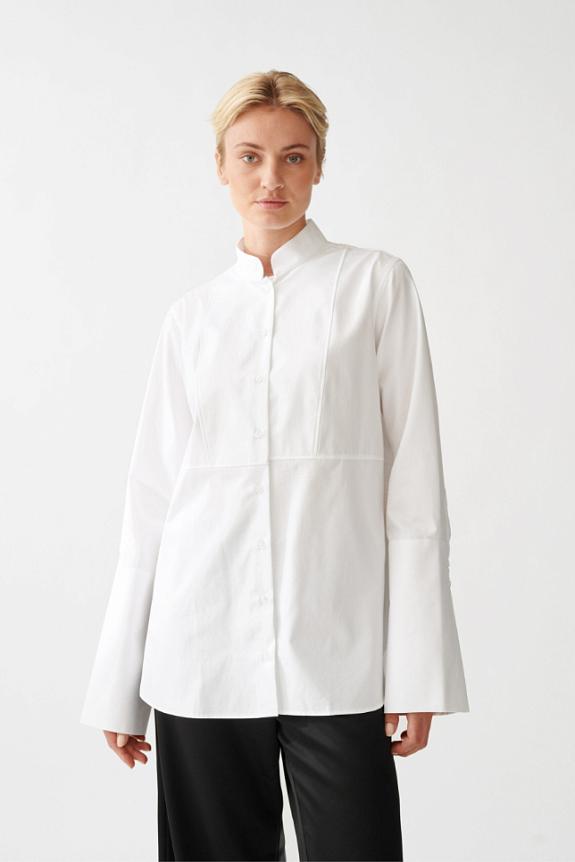 Julie Josephine High Cuff Tuxedo Shirt White 