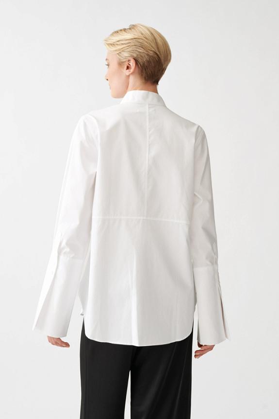 Julie Josephine High Cuff Tuxedo Shirt White 