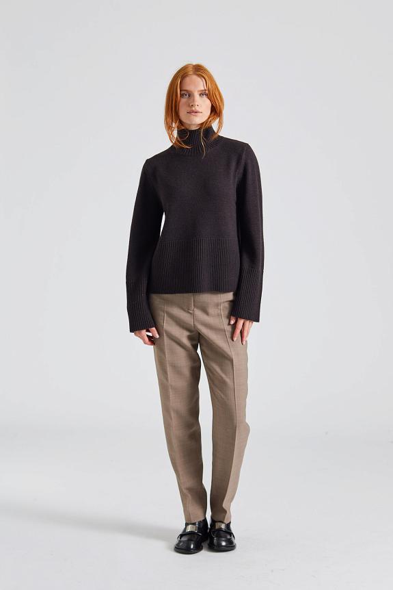 Julie Josephine High Neck Wool Sweater Brown