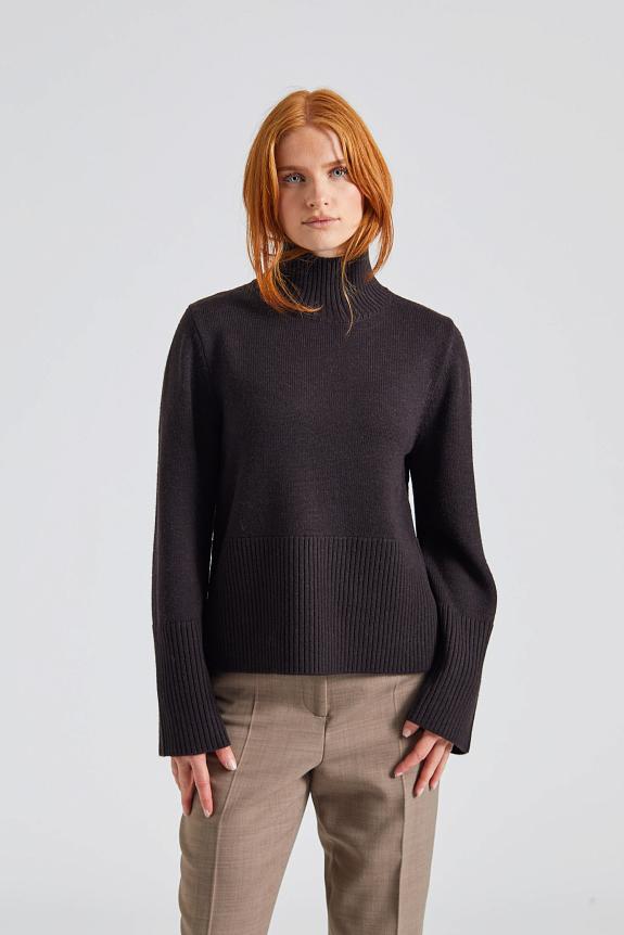 Julie Josephine High Neck Wool Sweater Brown