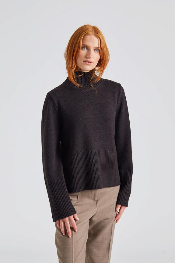 Julie Josephine High Neck Wool Sweater Brown