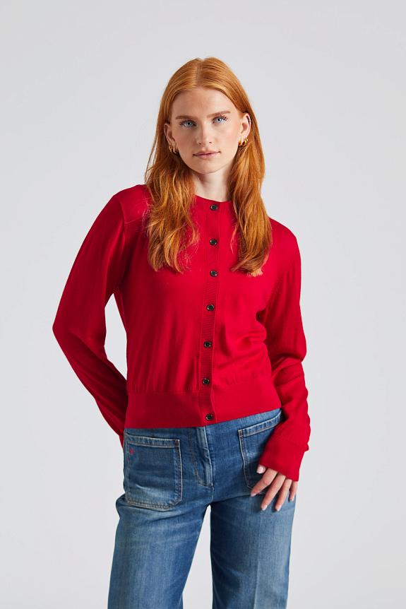 Julie Josephine Light Merino Classic Cardigan Red 