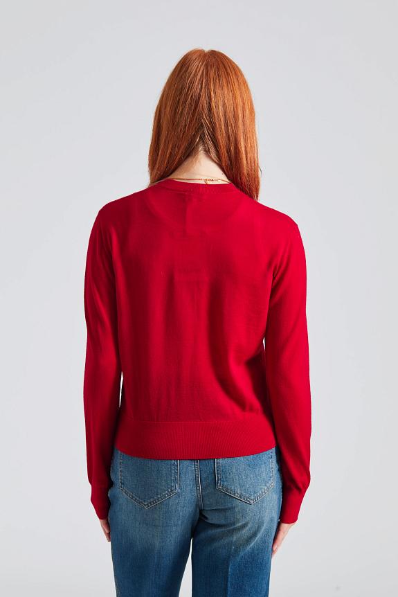 Julie Josephine Light Merino Classic Cardigan Red 