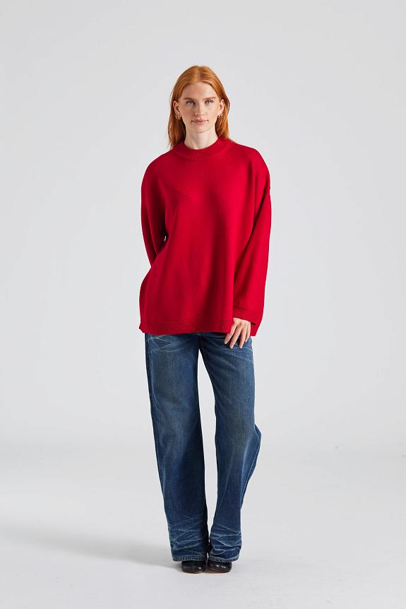 Julie Josephine Oversized Wool Crew Red 