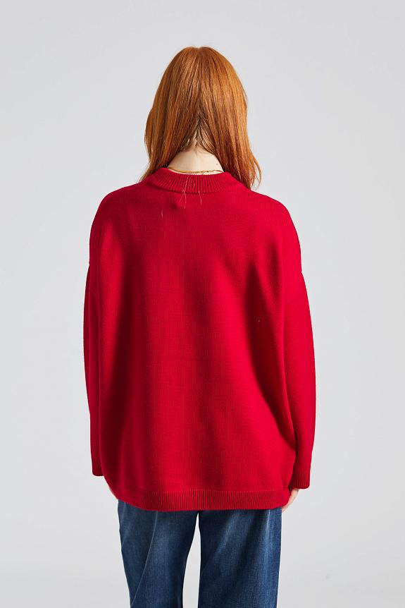 Julie Josephine Oversized Wool Crew Red 