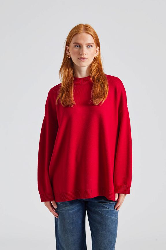 Julie Josephine Oversized Wool Crew Red 