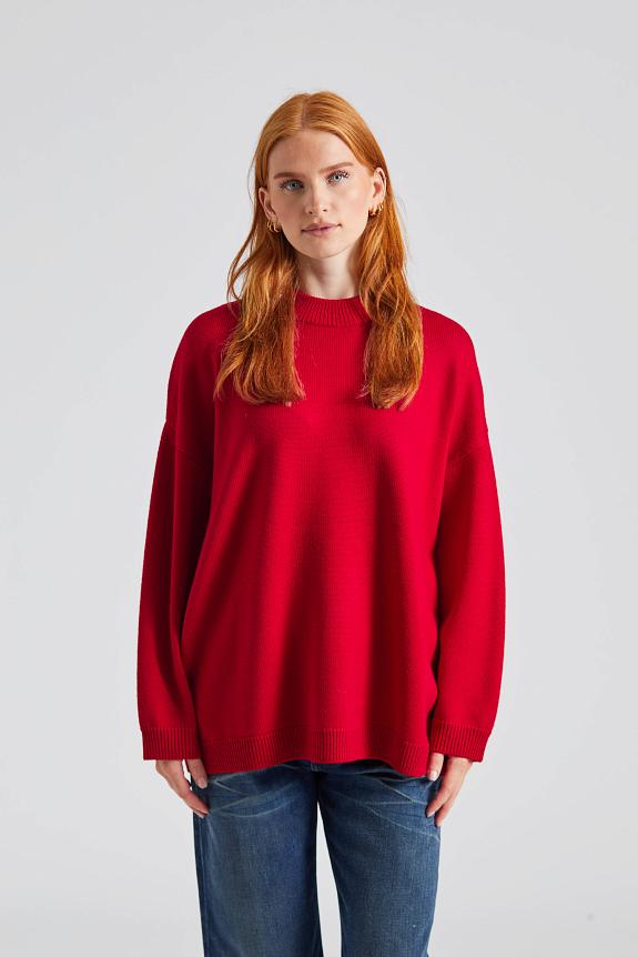 Julie Josephine Oversized Wool Crew Red 