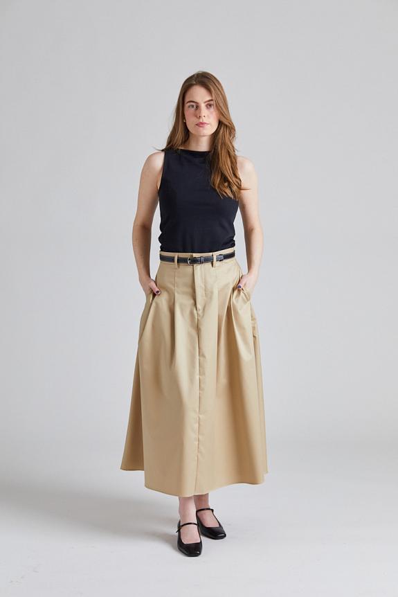 Julie Josephine Pleated Midi Skirt Beige 