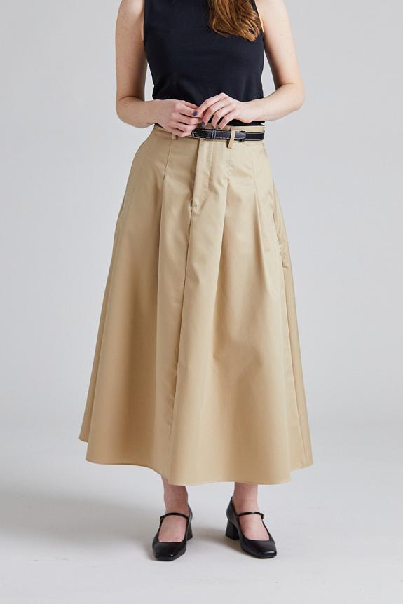 Julie Josephine Pleated Midi Skirt Beige 