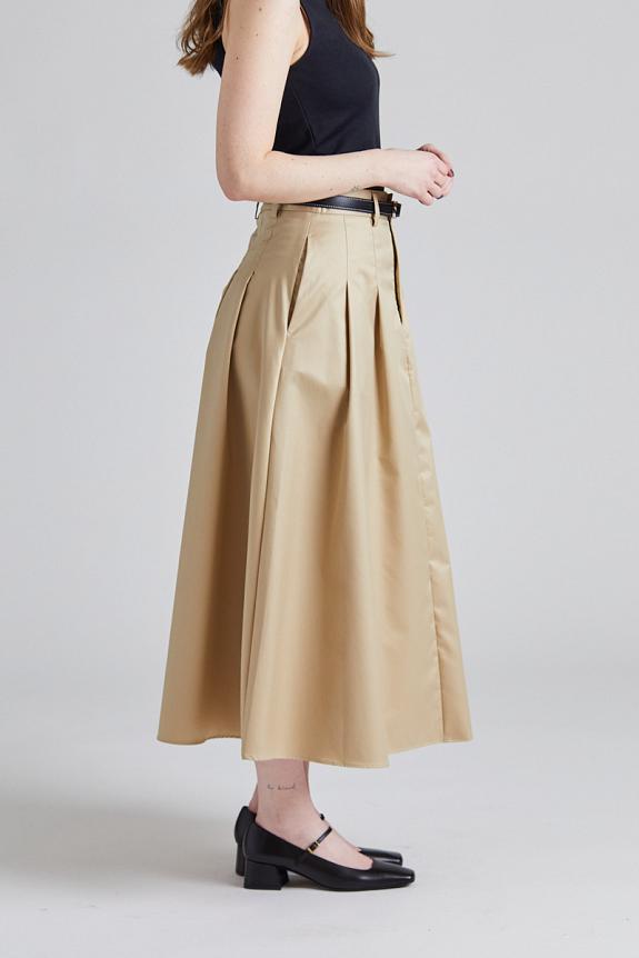 Julie Josephine Pleated Midi Skirt Beige 