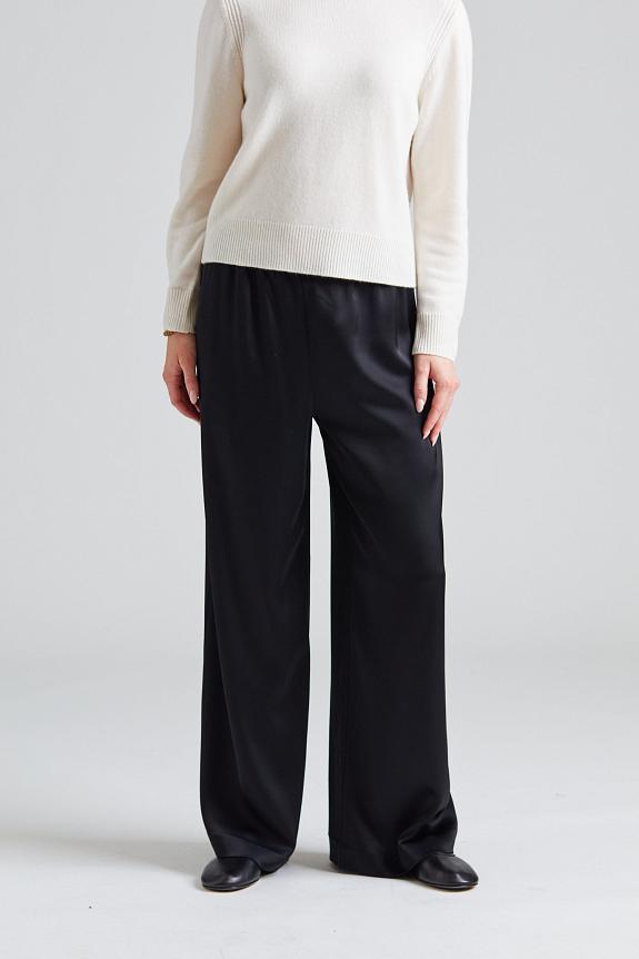 Julie Josephine Pull On Satin Trouser Black