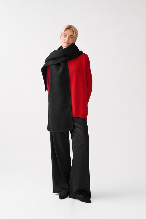 Julie Josephine Rectangle Double Faced Wool Scarf Black