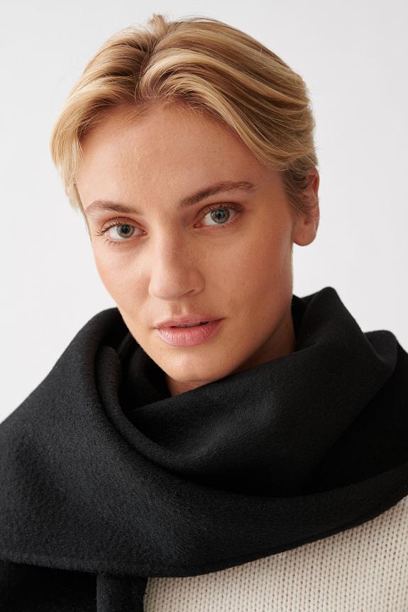 Julie Josephine Rectangle Double Faced Wool Scarf Black