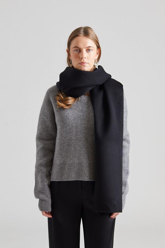 Julie Josephine Rectangle Double Faced Wool Scarf Black