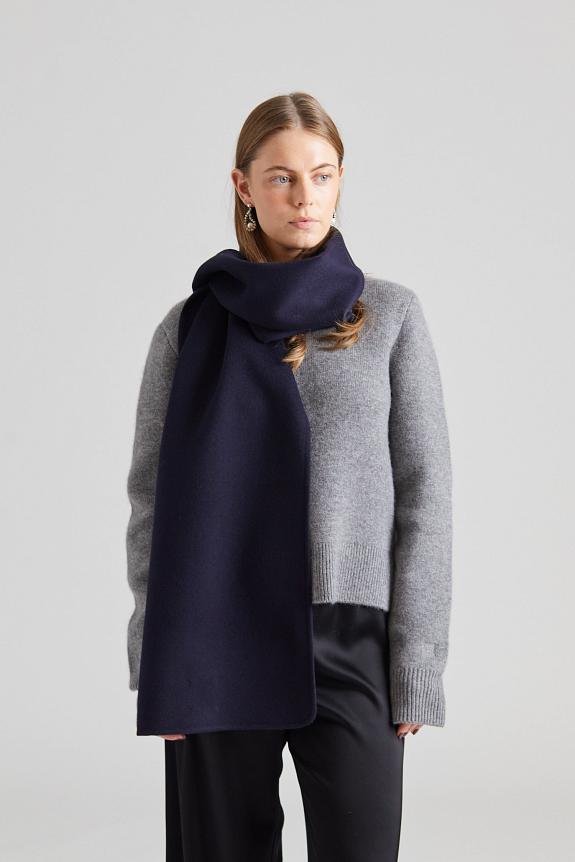 Julie Josephine Rectangle Double Faced Wool Scarf Navy 