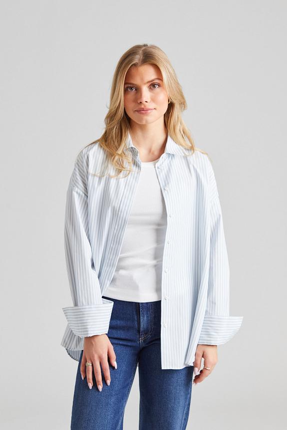 Julie Josephine Boxy Oversized Shirt Light Blue Stripe