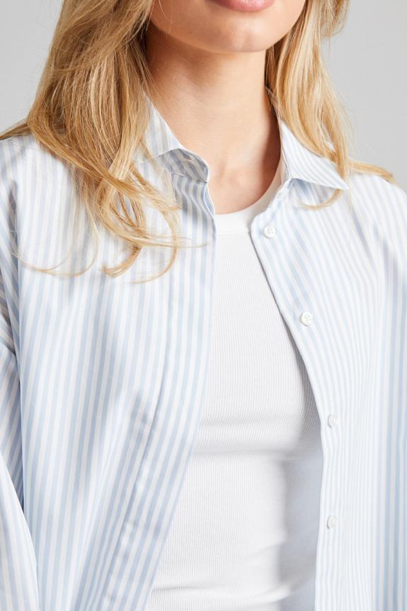 Julie Josephine Boxy Oversized Shirt Light Blue Stripe-2