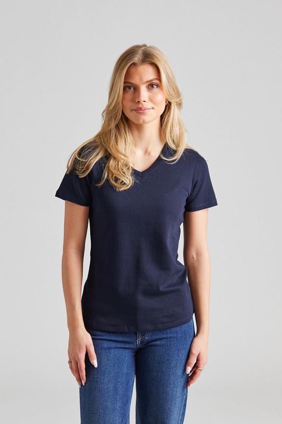 Julie Josephine V-Neck Cotton Jersey Tee Dark Navy