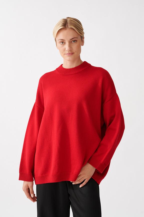 Julie Josephine Oversized Wool Crew Red 