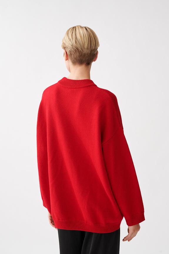 Julie Josephine Oversized Wool Crew Red 