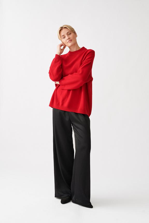 Julie Josephine Oversized Wool Crew Red 