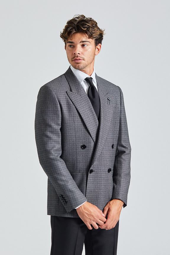 LARDINI Double Breasted Attitude Jacket Grey Dogtooth-4