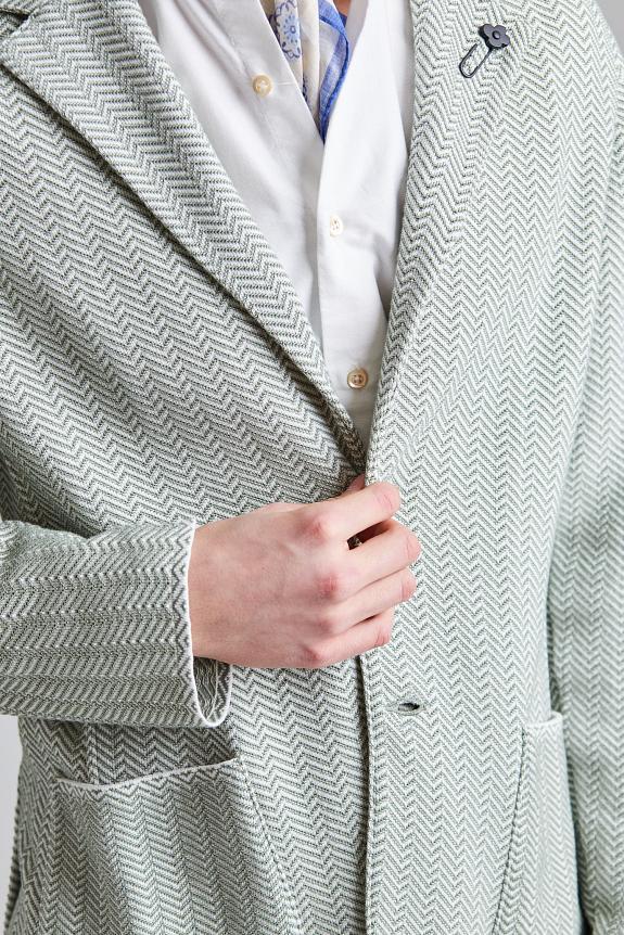 LARDINI Herringbone Knit Jacket Green Mix-3