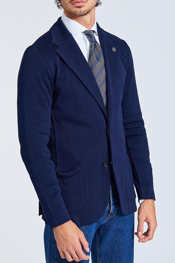 LARDINI Knit Jacket Cotton Navy-3