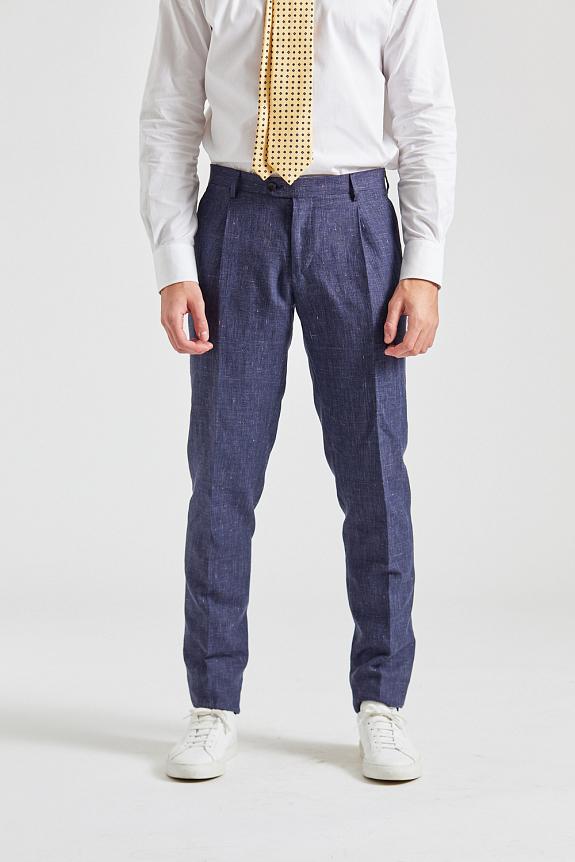 LARDINI Linen and Wool Suit Blue Check-11