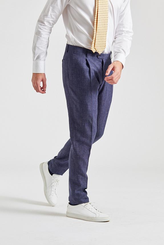 LARDINI Linen and Wool Suit Blue Check-13