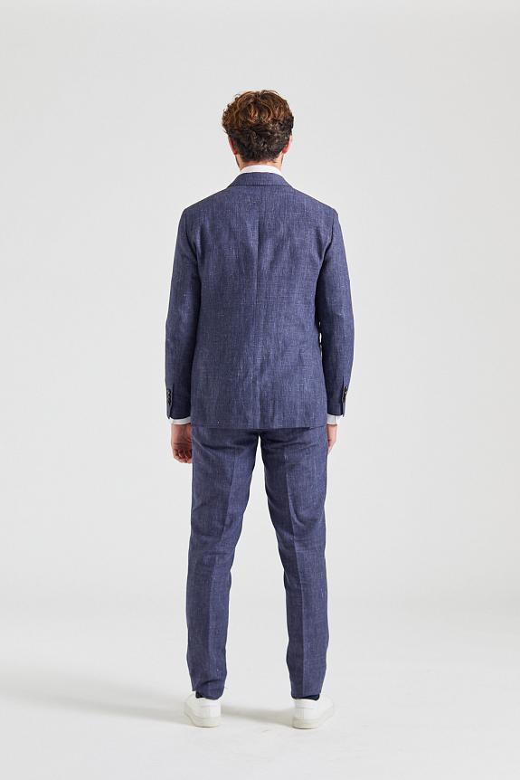 LARDINI Linen and Wool Suit Blue Check-2