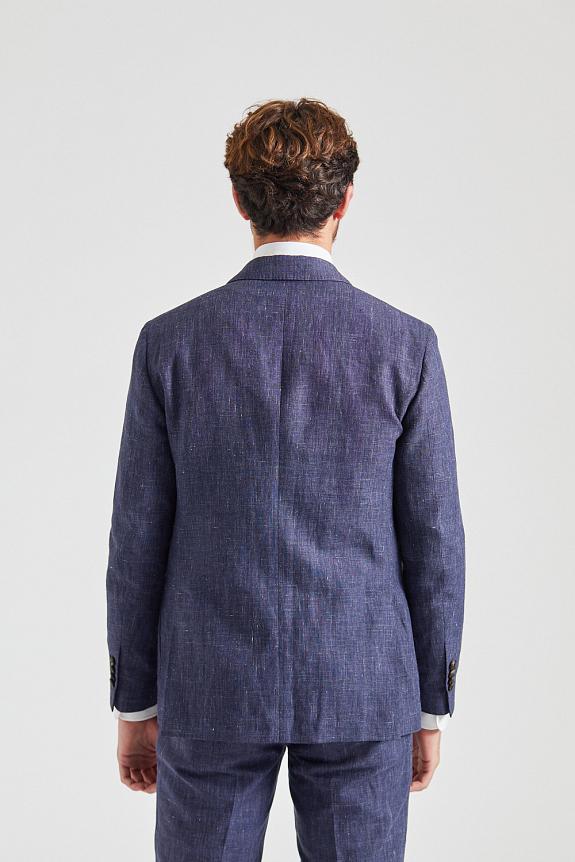LARDINI Linen and Wool Suit Blue Check-6