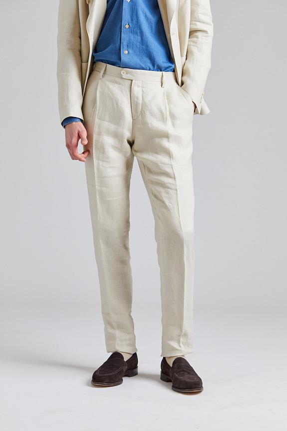 LARDINI Soho Linen Trouser Beige