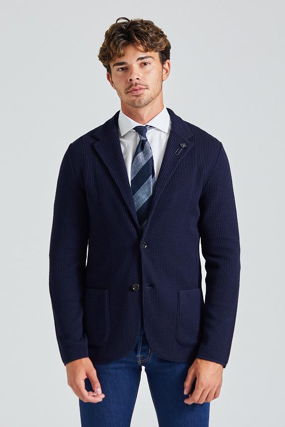 LARDINI Structured Merino Jacket Navy