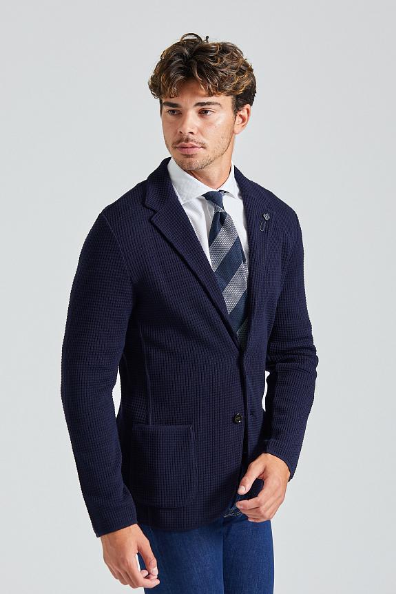 LARDINI Structured Merino Jacket Navy-2