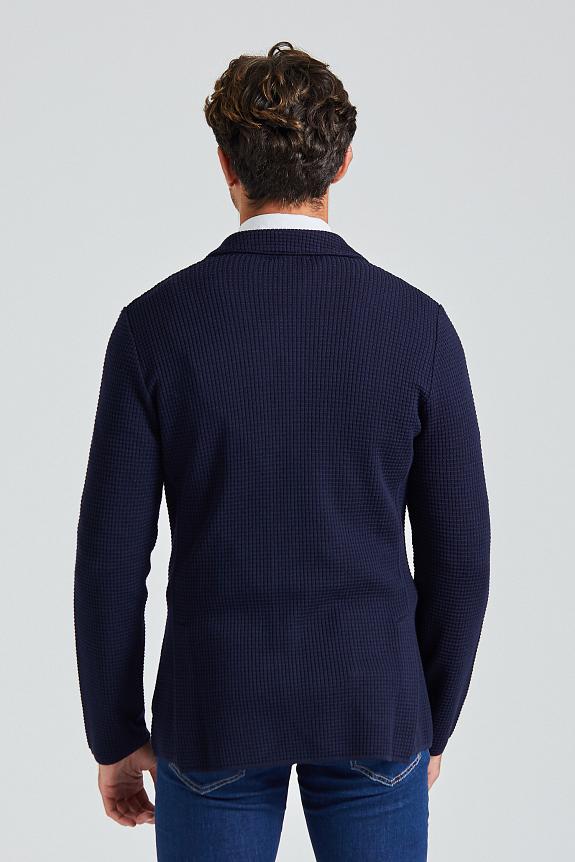 LARDINI Structured Merino Jacket Navy-3