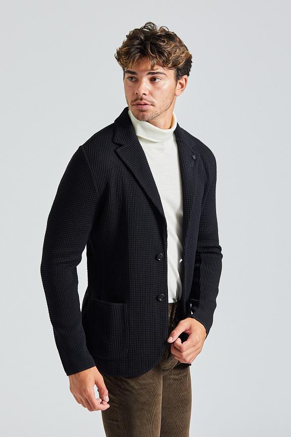 LARDINI Structured Merino Jacket Black-1