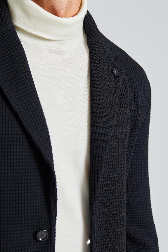 LARDINI Structured Merino Jacket Black-3