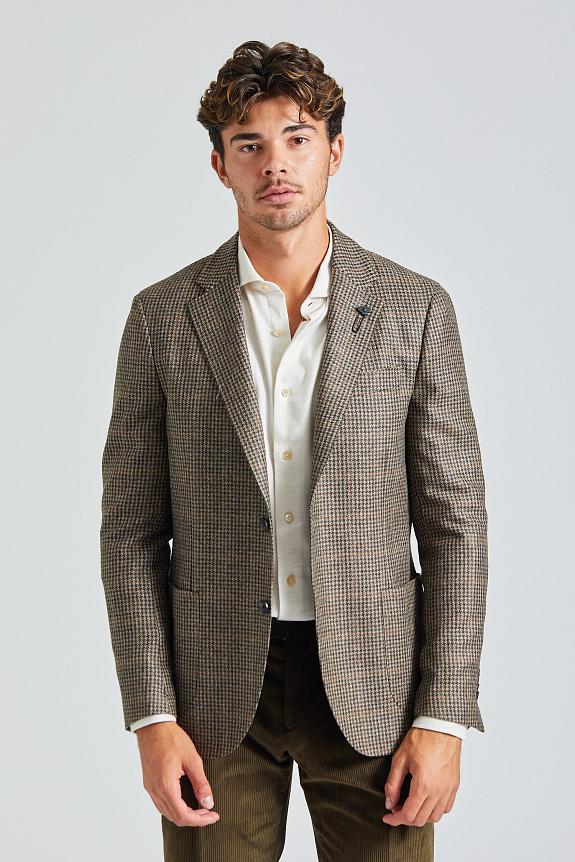 LARDINI Supersoft Blazer Brown Dogtooth