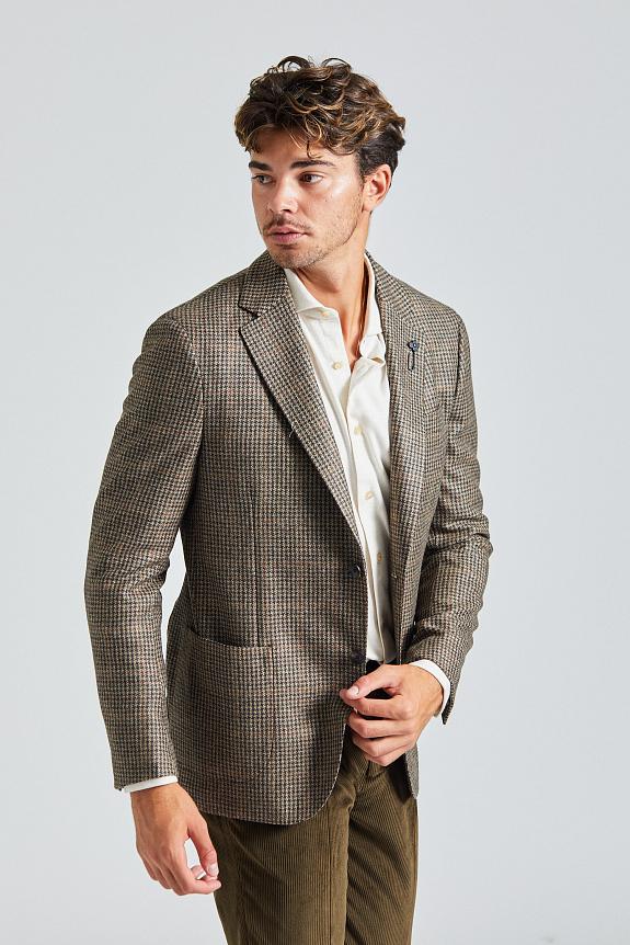 LARDINI Supersoft Blazer Brown Dogtooth-1