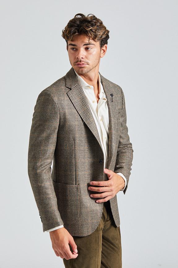 LARDINI Supersoft Blazer Brown Dogtooth-3