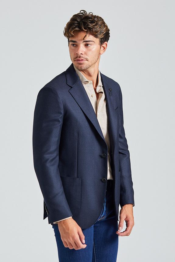 LARDINI Supersoft Blazer Navy Glencheck