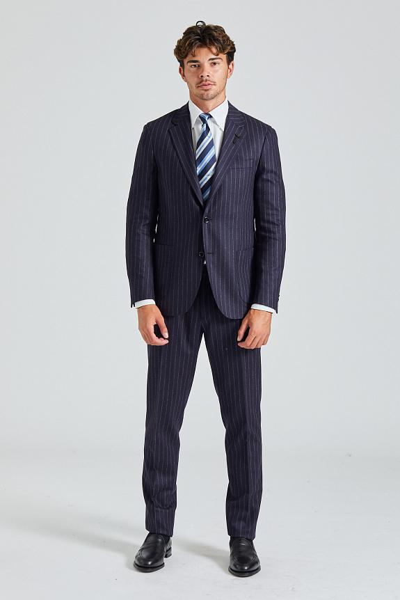 LARDINI Supersoft Flannel Suit Navy Stripe