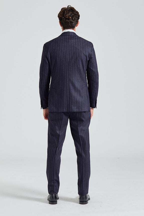 LARDINI Supersoft Flannel Suit Navy Stripe-2