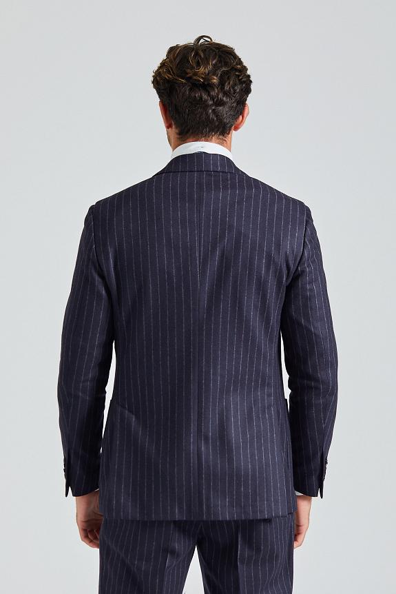 LARDINI Supersoft Flannel Suit Navy Stripe-5