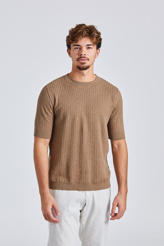 Lardini - Ribbed Cotton Polo Shirt - Brown Lardini