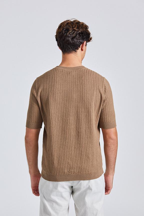 Lardini Linen and Cotton T-Shirt Brown